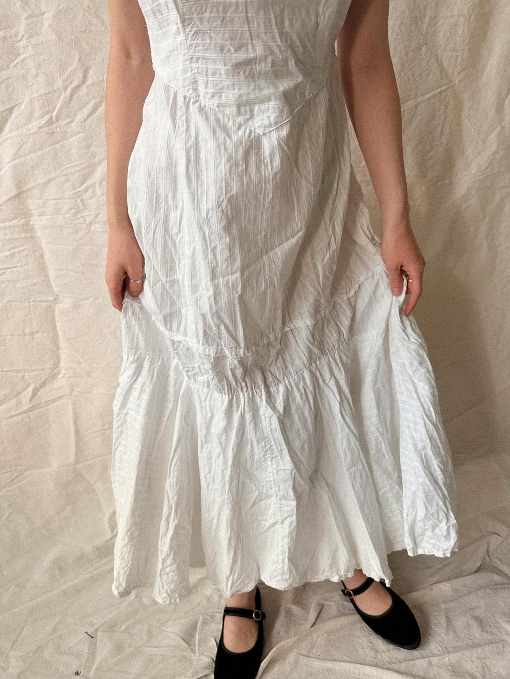 Edwardian / Early 1910s French Cotton Petticoat Dress / Underslip