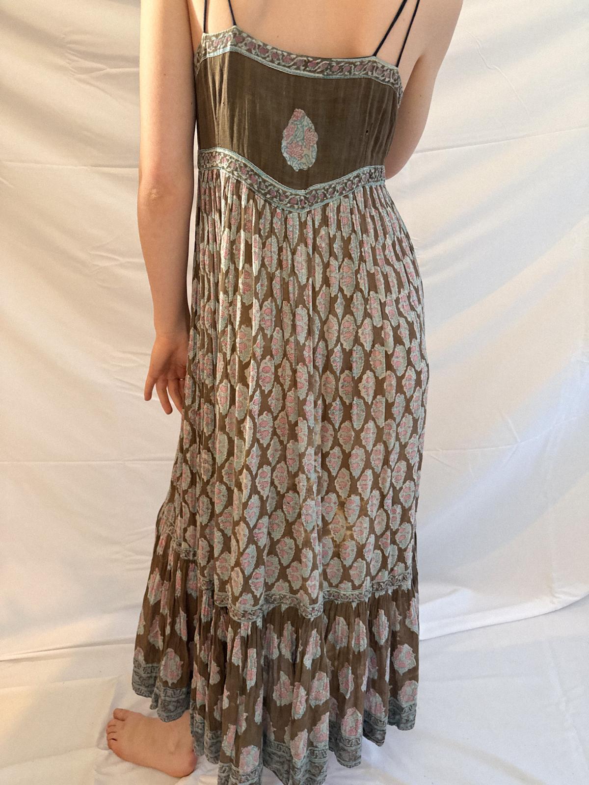 1970er Indianisches Baumwoll-Gaze-Trägerkleid