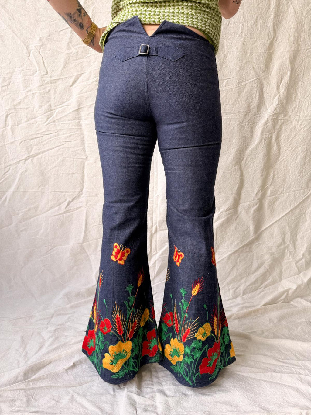 Late 1960s/ early 1970s Fiorucci Embroidered Flare Jeans
