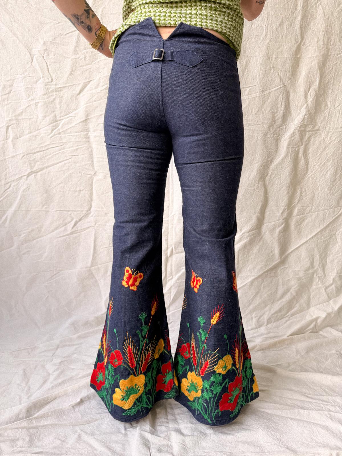 Late 1960s/ early 1970s Fiorucci Embroidered Flare Jeans