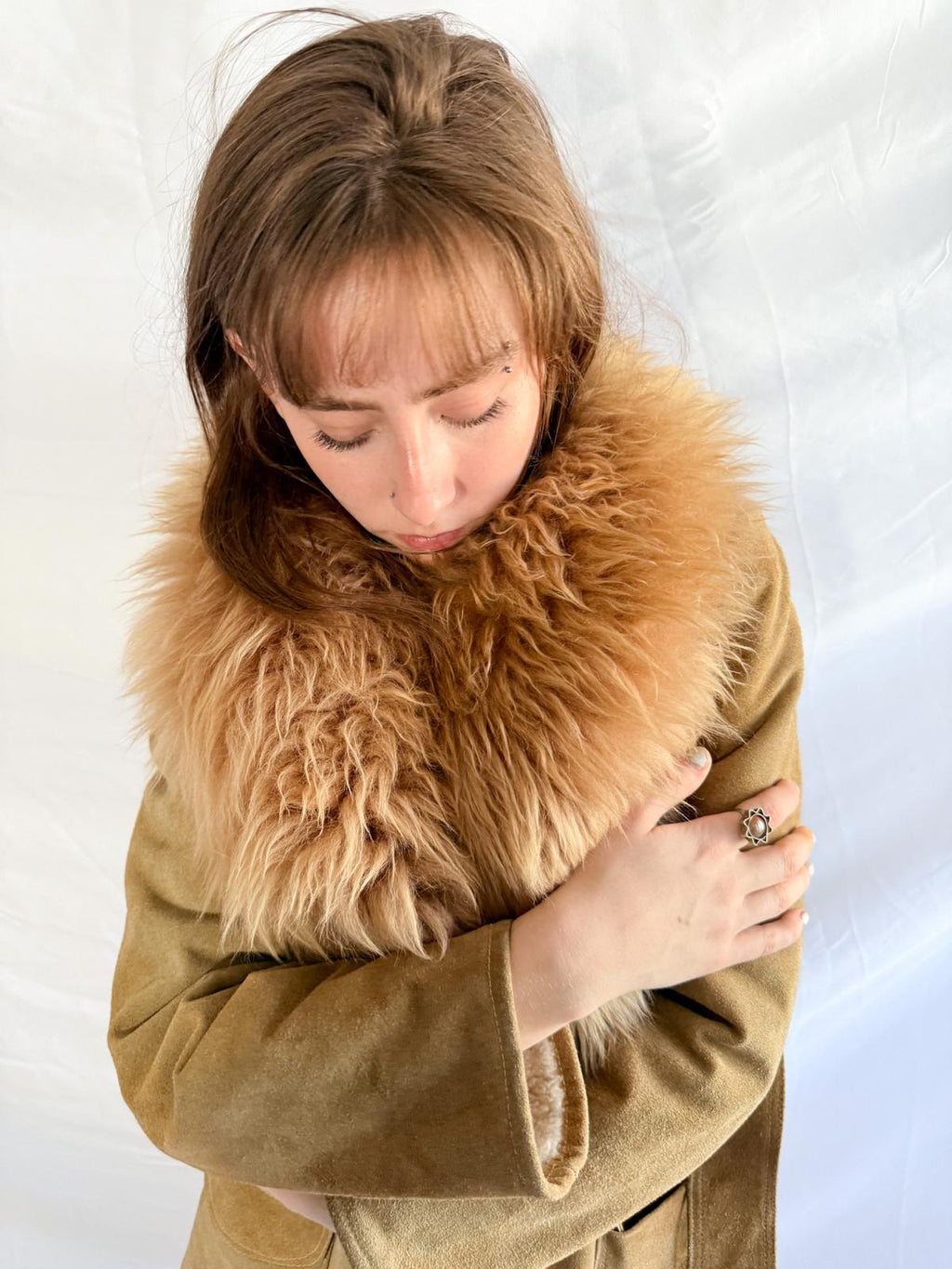 Penny Lane Jacke aus den 70ern mit Kunstfellkragen