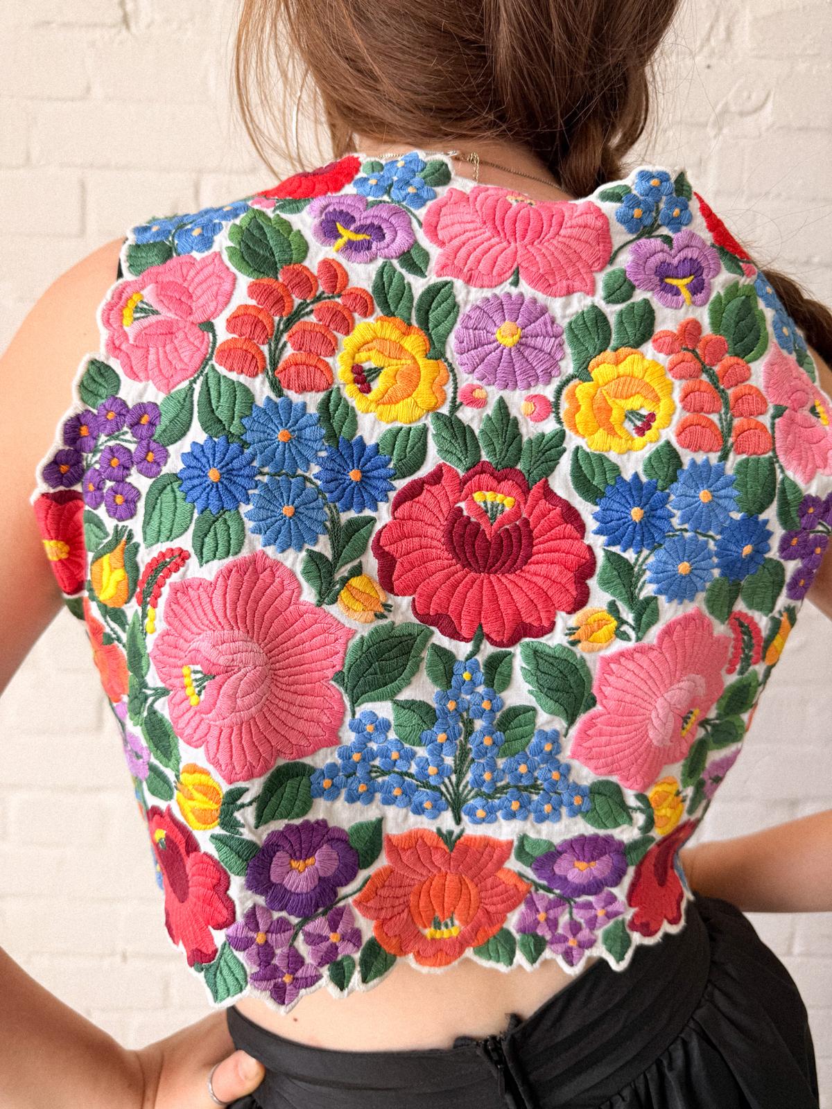 Hungarian Kalocsa Embroidered Folk Vest | Early–Mid 20th Century