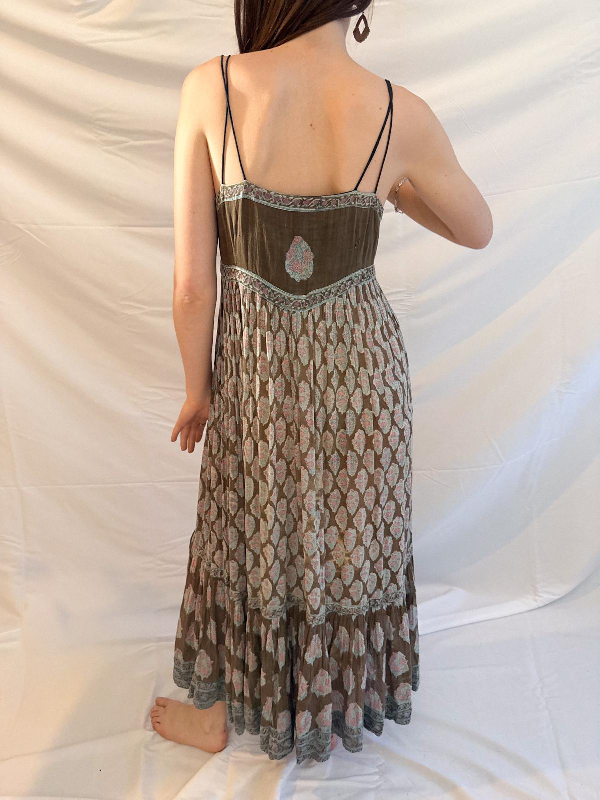 1970er Indianisches Baumwoll-Gaze-Trägerkleid