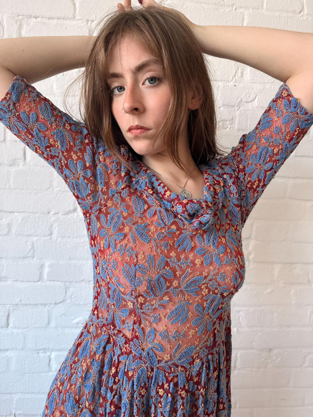 1930s Mesh and Embroidery Dress