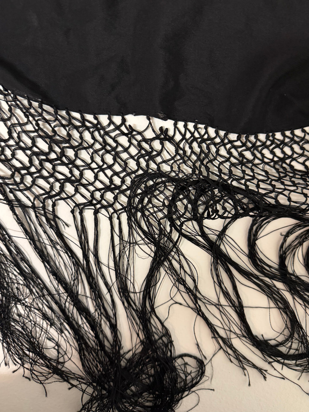 1920s Silk Piano Shawl with Embroidered Peonies