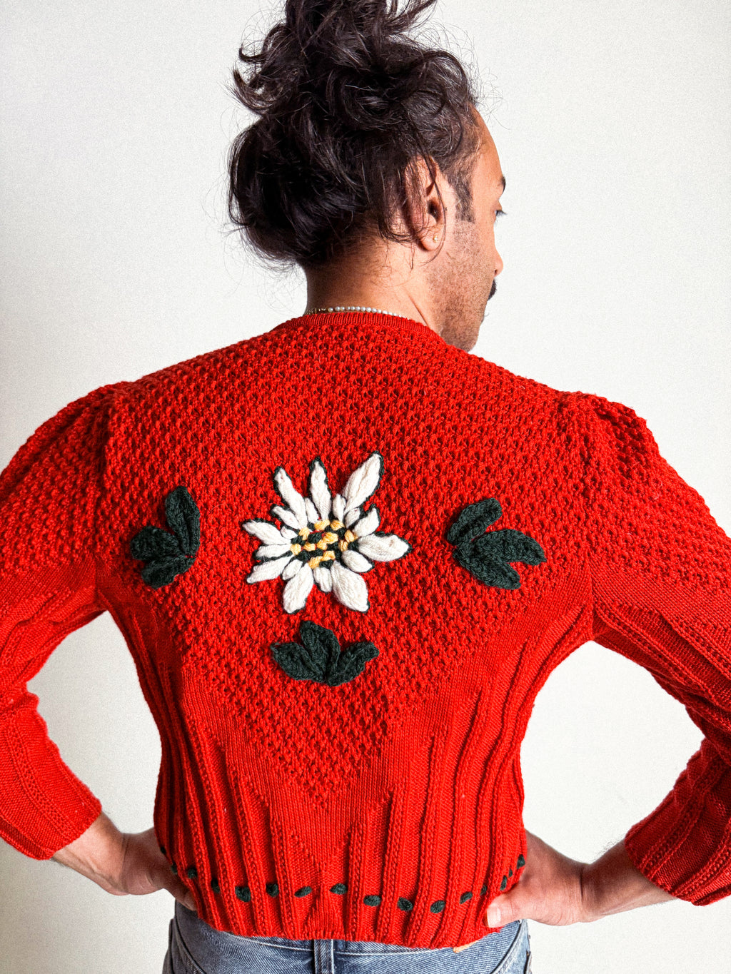 Vintage 1970s Wool Folk Cardigan