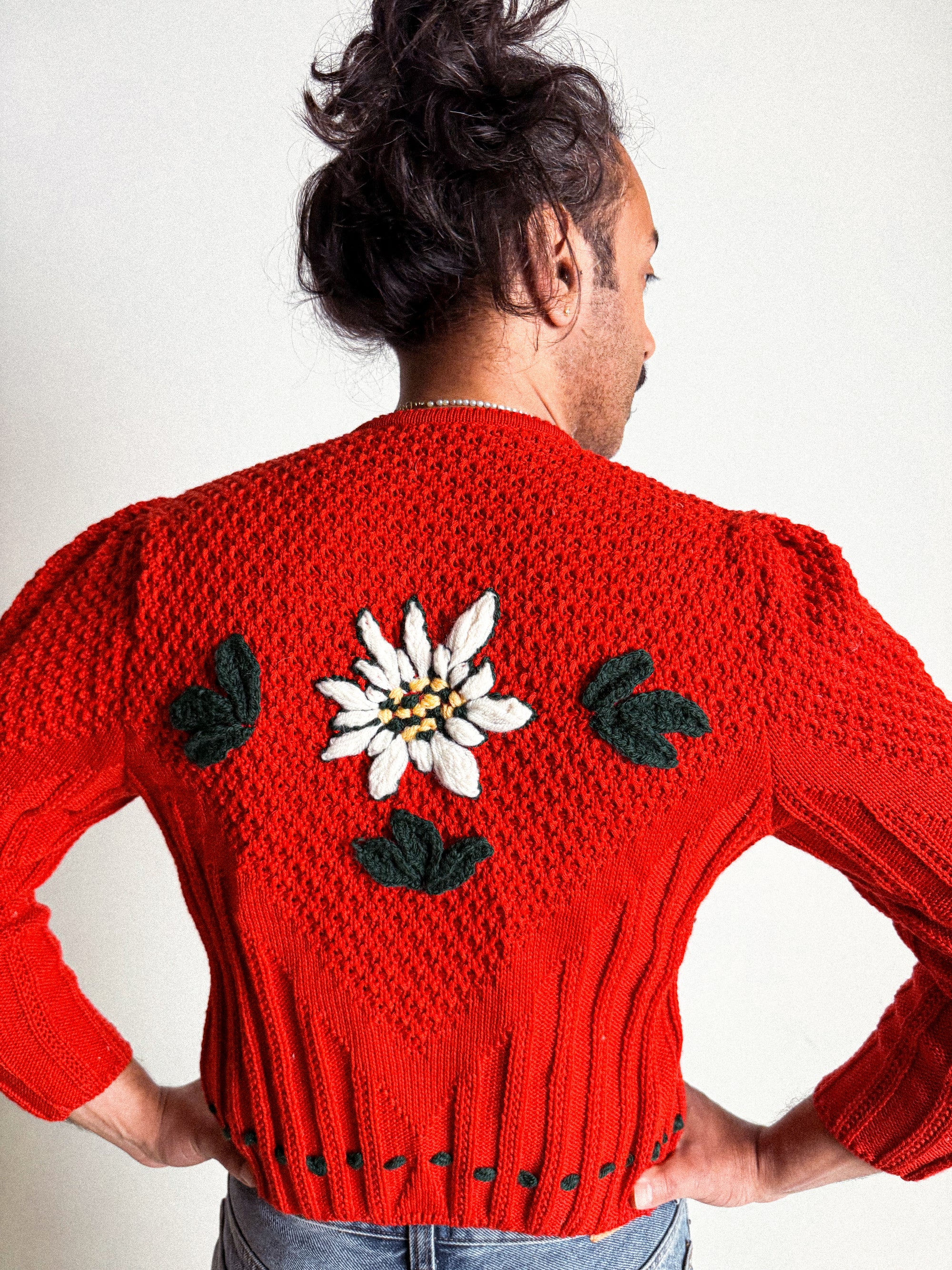 Vintage 1970s Wool Folk Cardigan