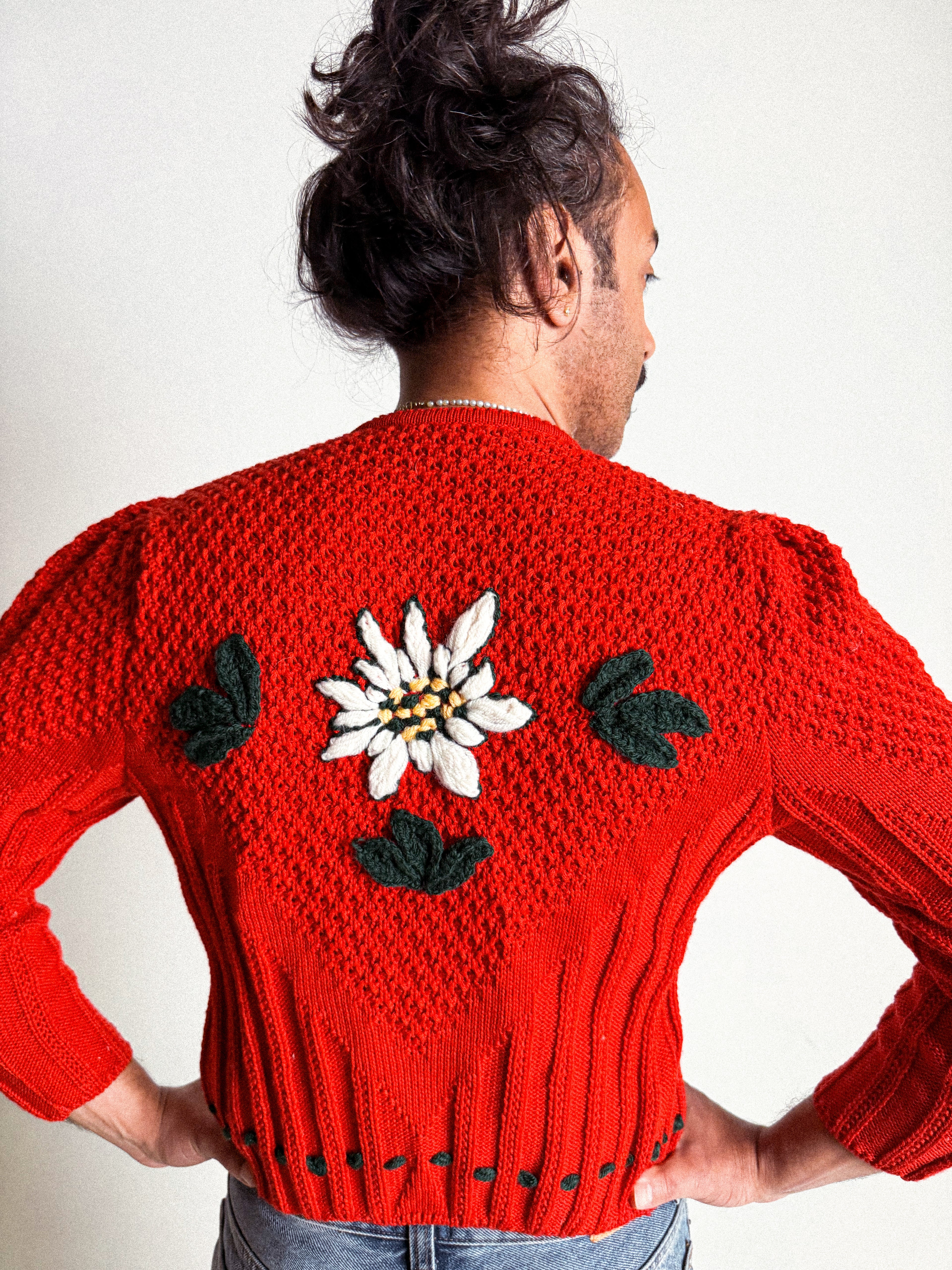 Vintage 1970s Wool Folk Cardigan