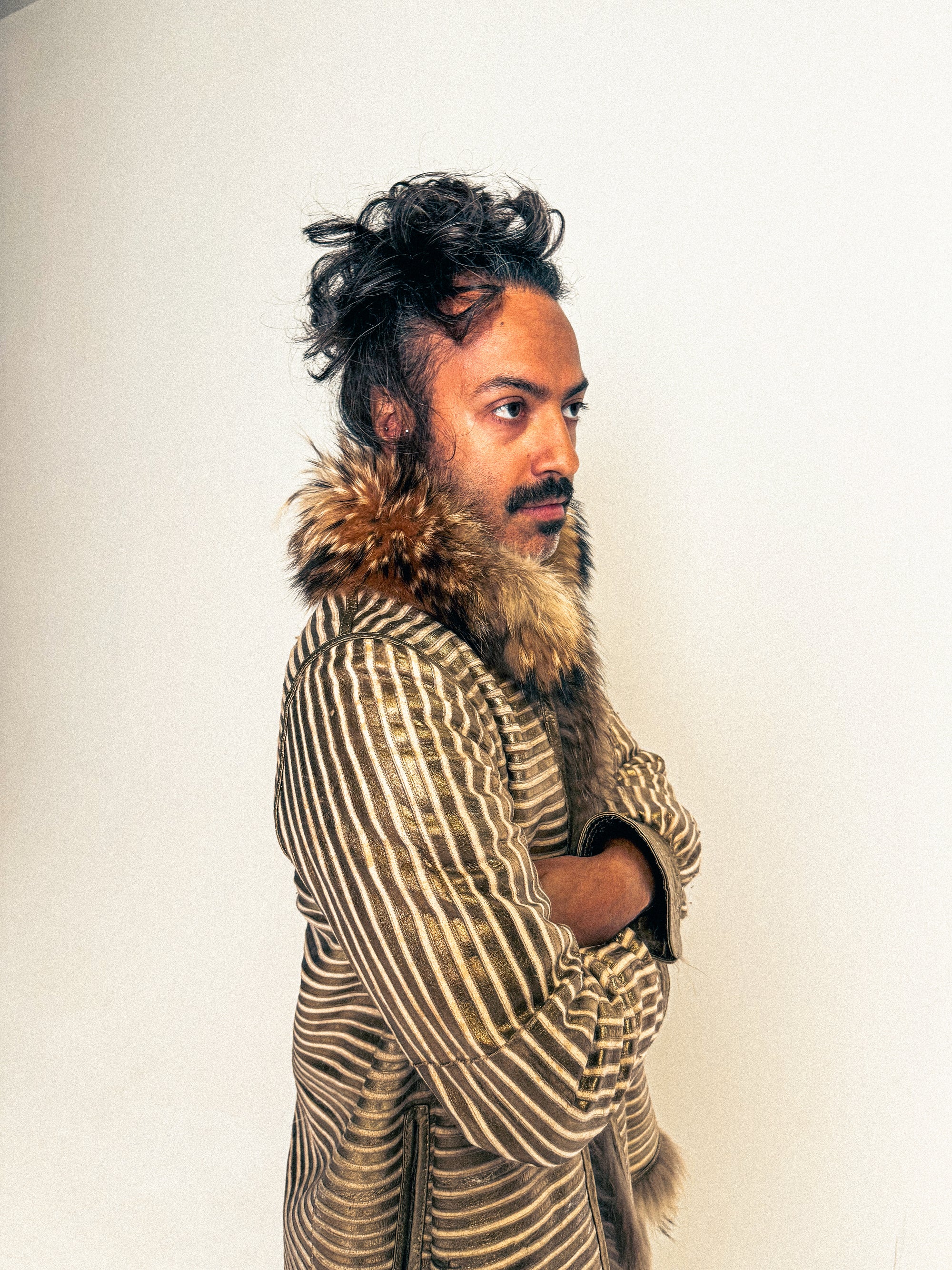 Sensationally Rare 1970s Metallic Leather and Fox Jacket