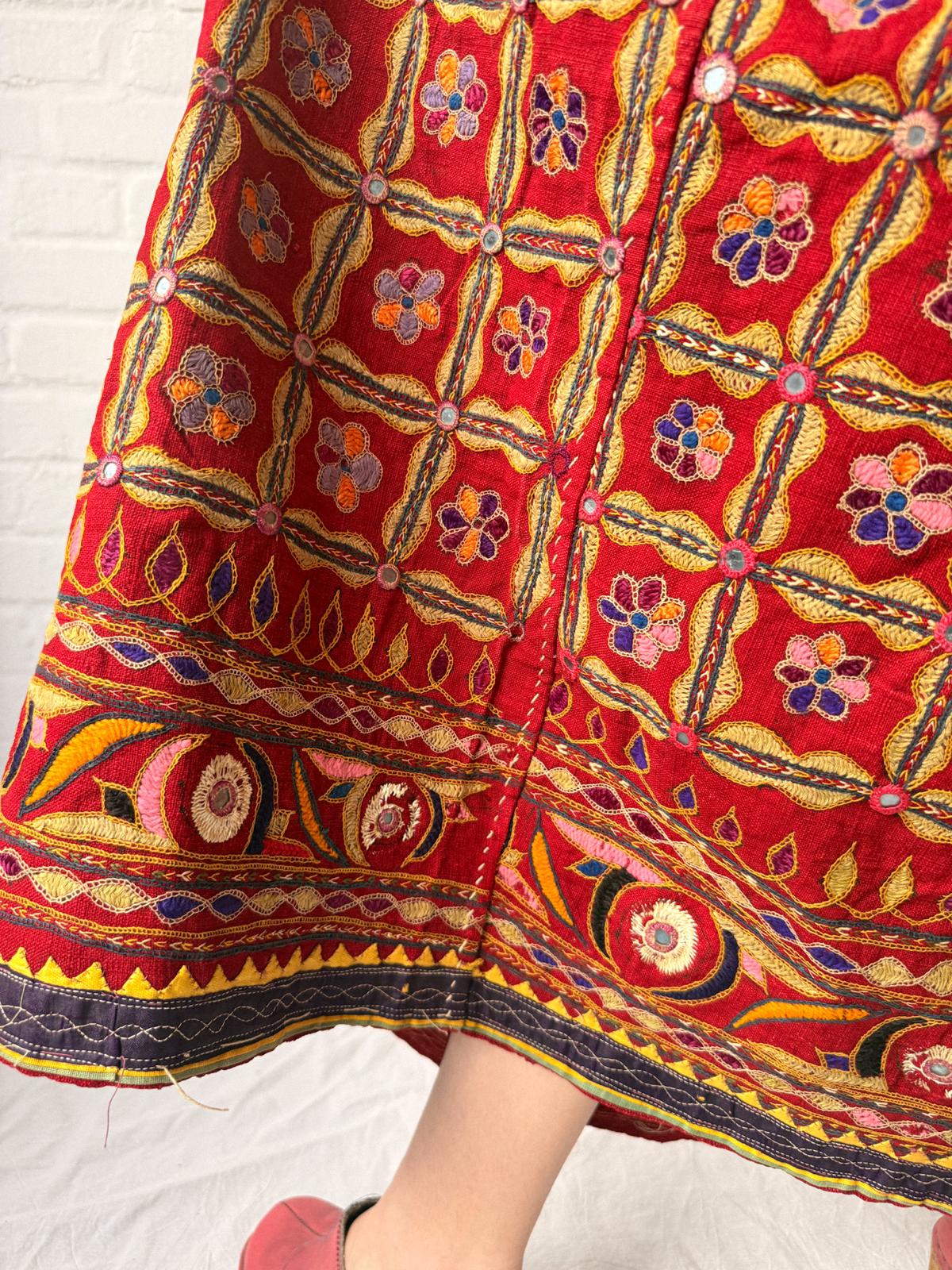1960s Gujarati Embroidered Folk Skirt