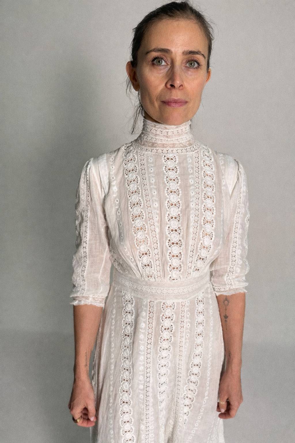 Edwardianisches weißes Baumwollspitzen-Tageskleid, ca. 1905–1912