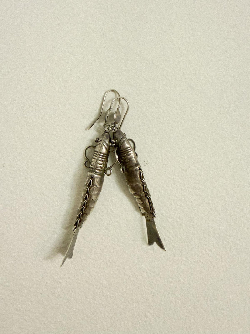 Vintage Sterling Silver Articulated Fish earrings