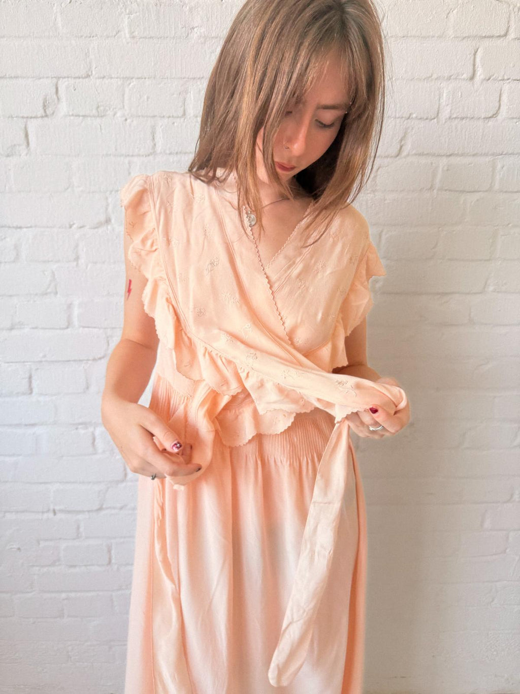 1930s Silk Tie-Up Nightgown