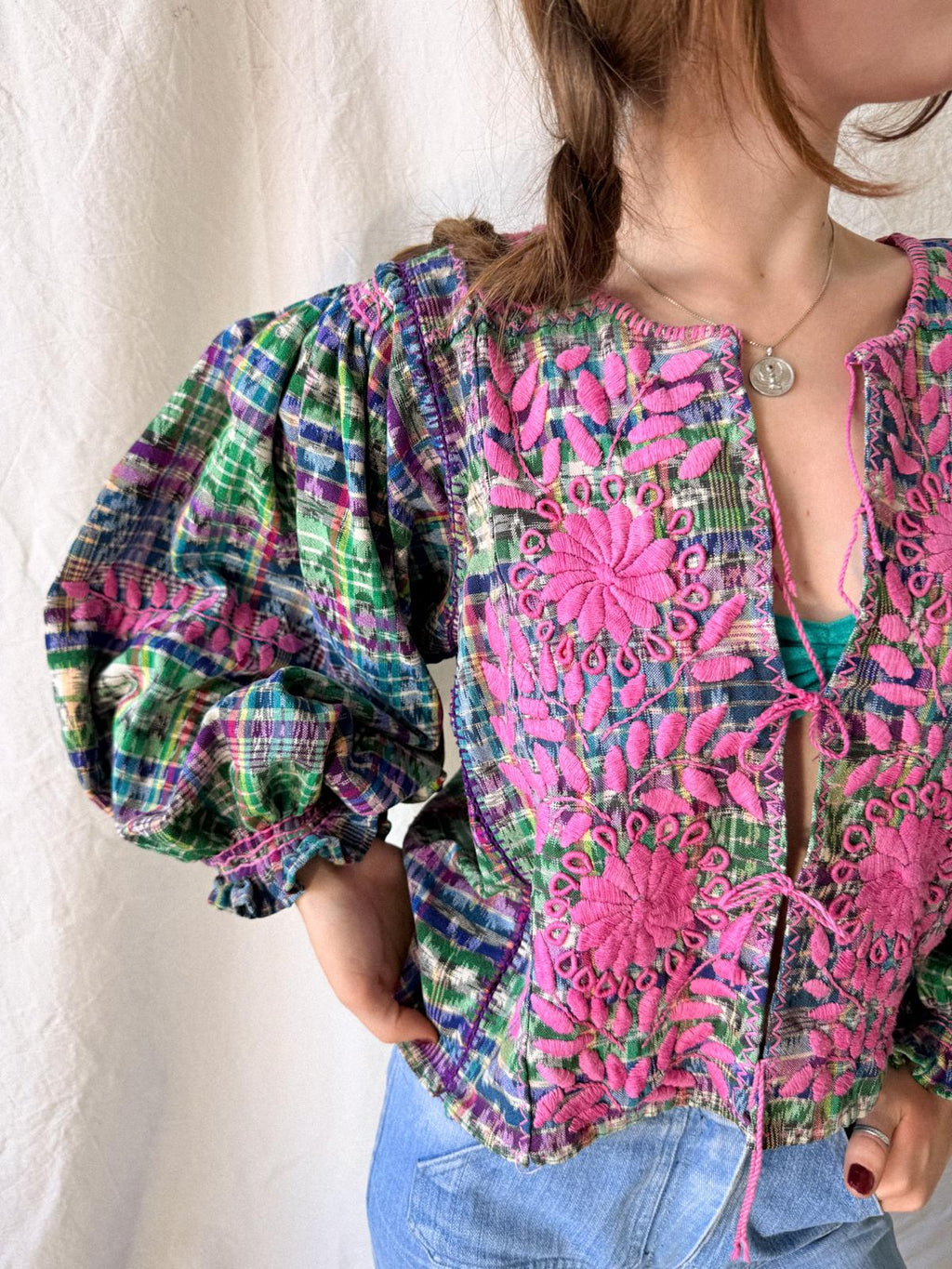 1970s Guatemalan Handwoven Huipil Jacket Blouse