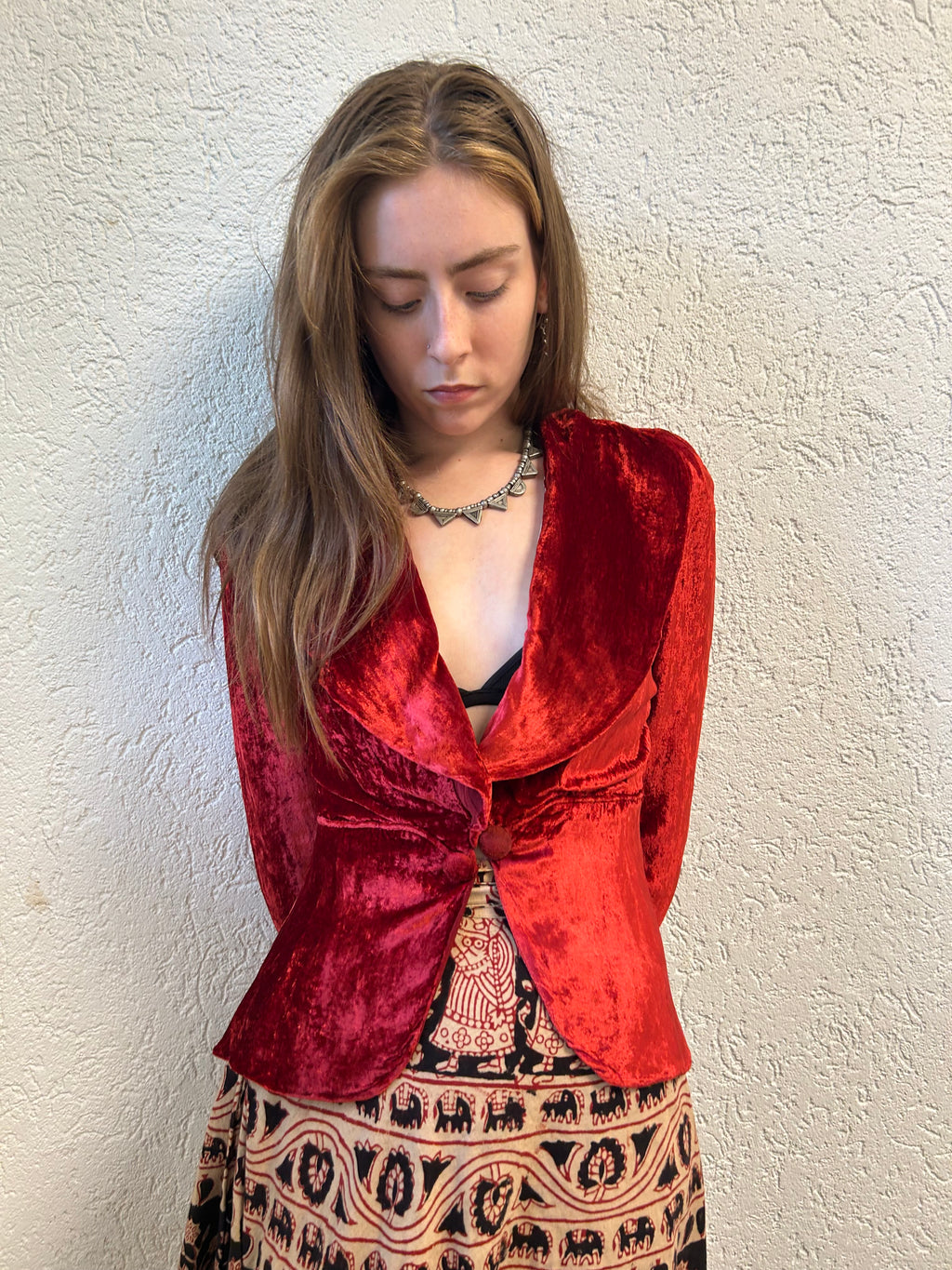 1930s Crimson Silk Velvet Jacket