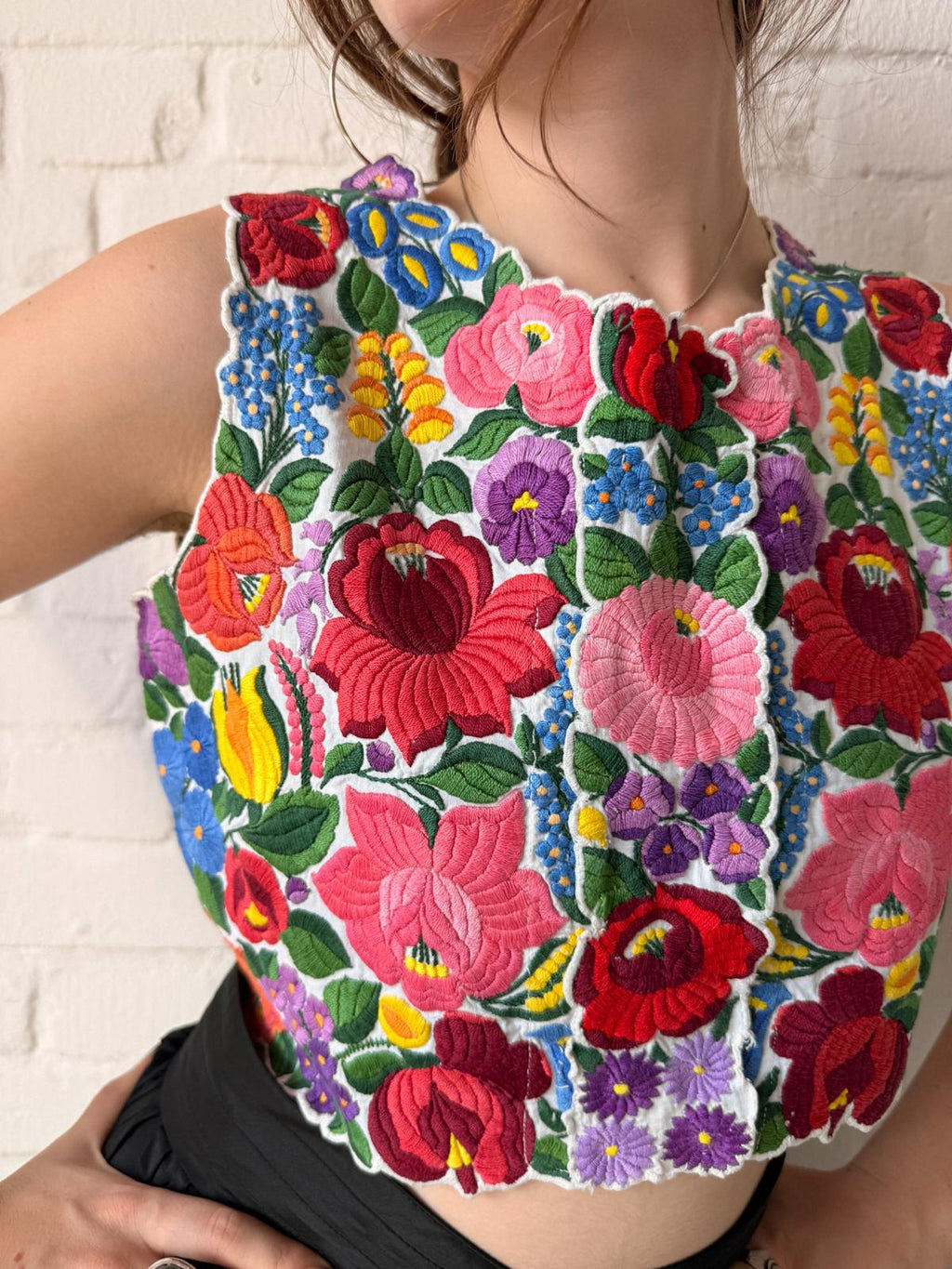 Hungarian Kalocsa Embroidered Folk Vest | Early–Mid 20th Century
