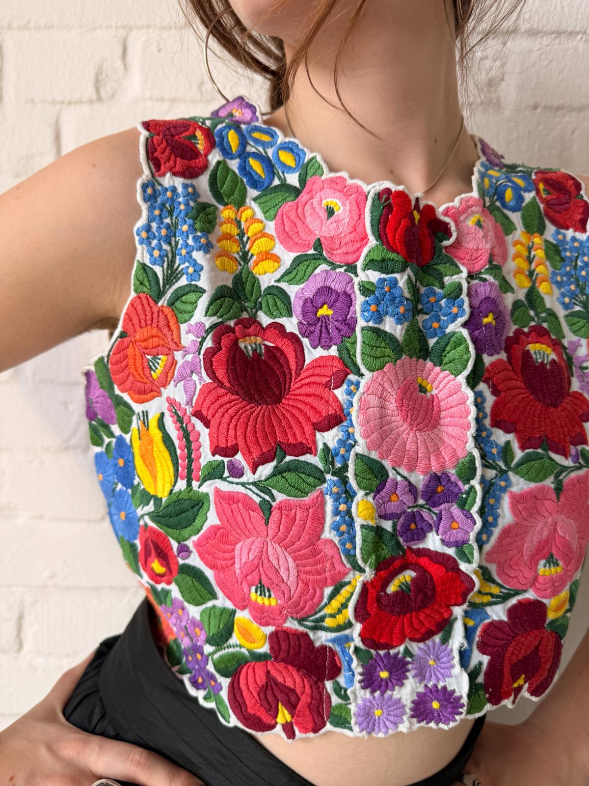 Hungarian Kalocsa Embroidered Folk Vest | Early–Mid 20th Century