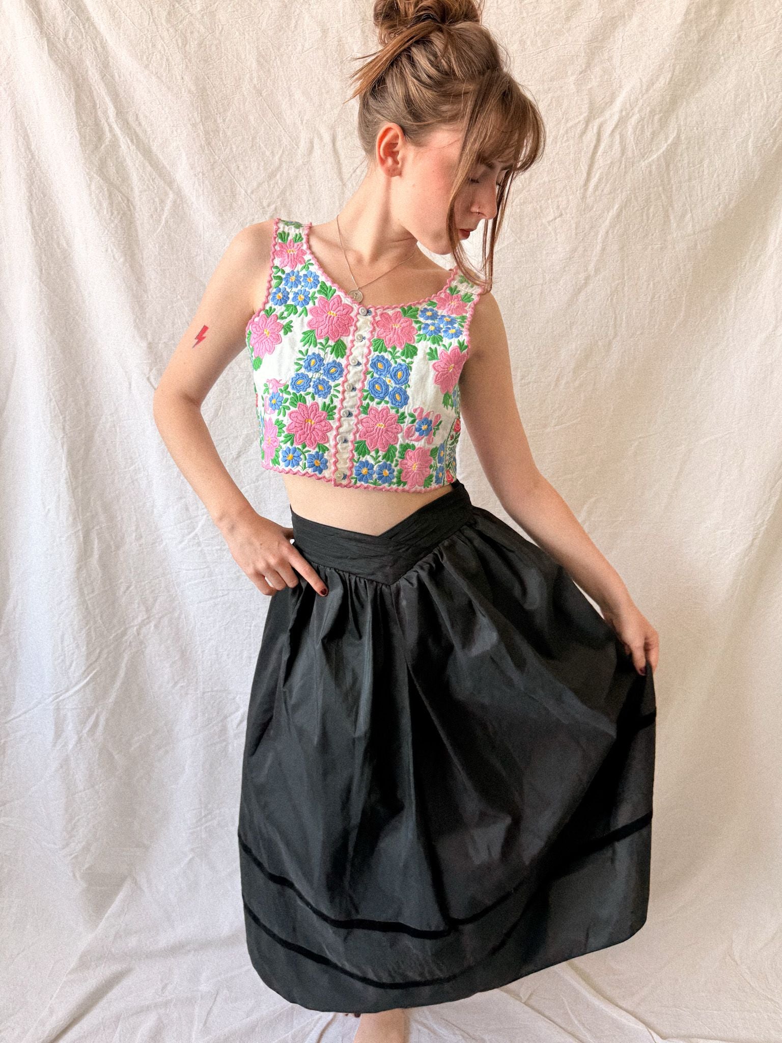 1930s–1940s Hungarian Folk Embroidered Bodice Vest