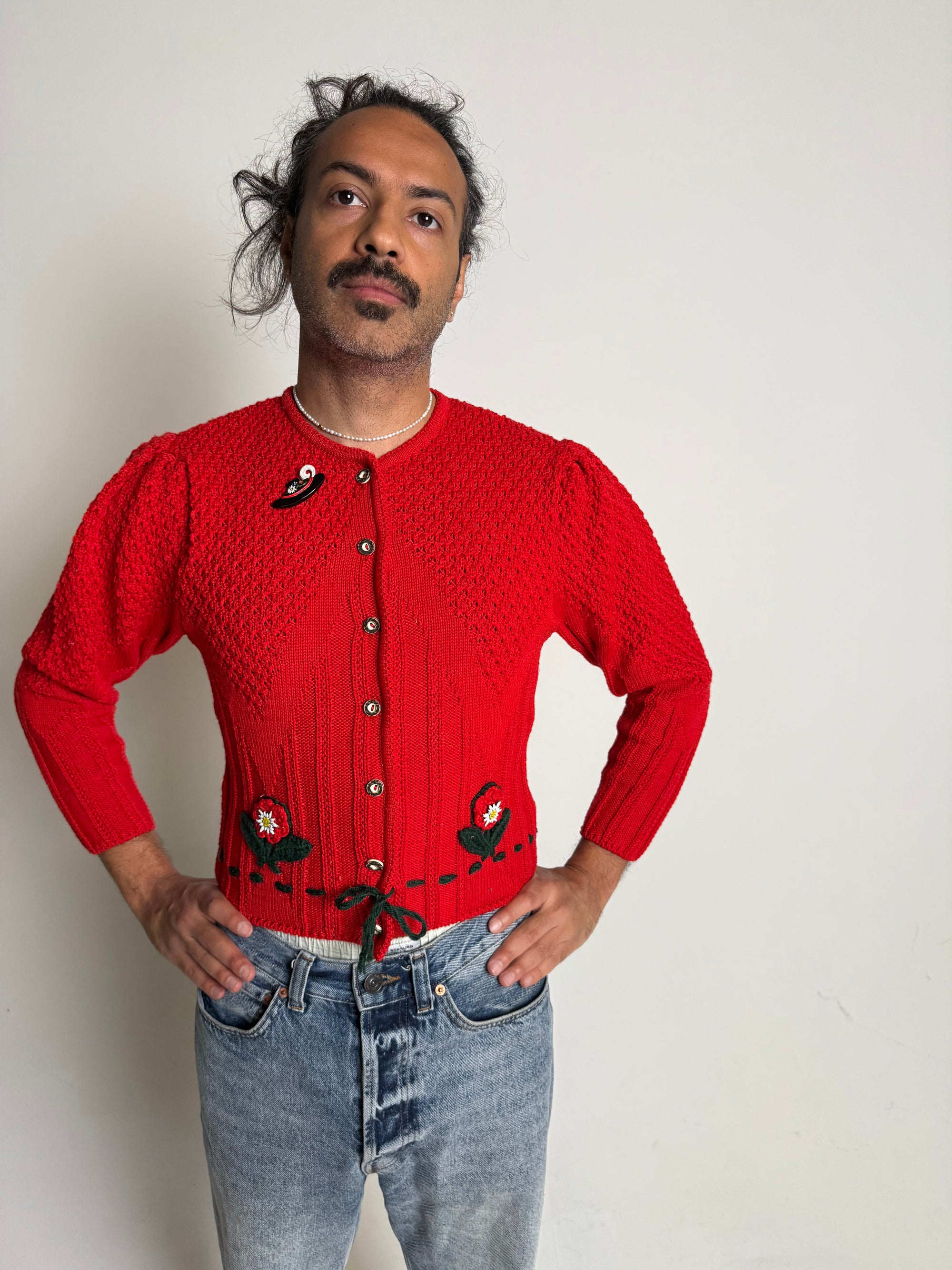 Vintage 1970s Wool Folk Cardigan