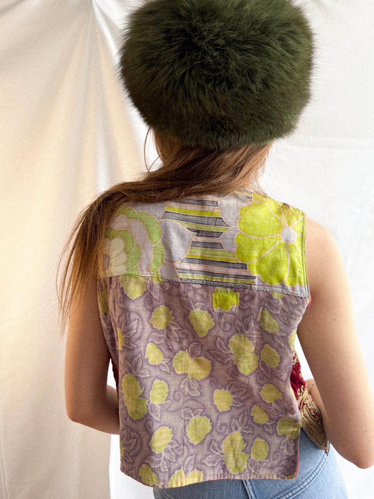 Antique / Early 20th Century Ottoman-Influenced Textile Vest, Gold Embroidered Velvet Waistcoat