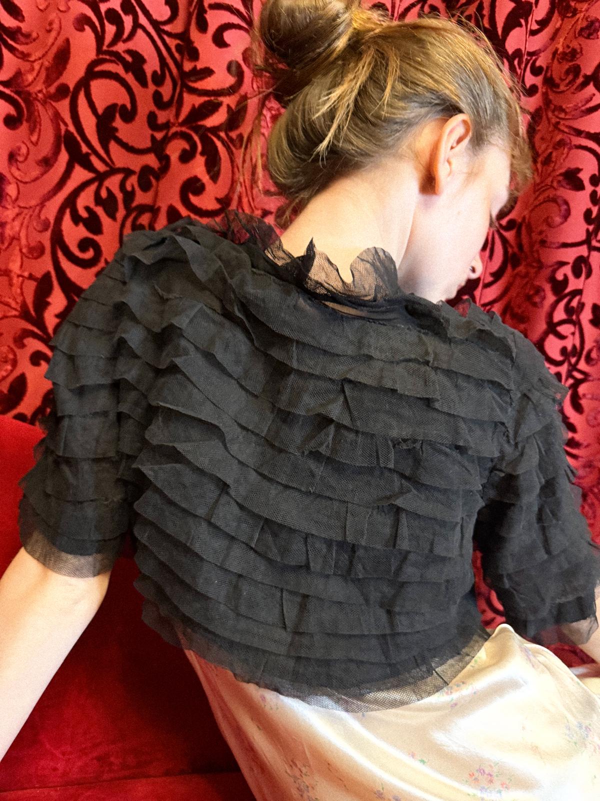 1930s Black Tulle Ruffle Bolero