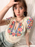 1930s–1940s Hand Embroidered Sheer Folk Blouse