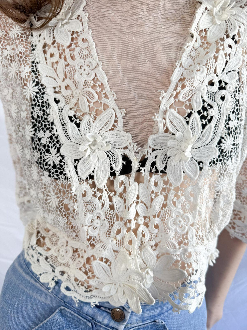 Antique Edwardian Irish Lace Bodice Blouse