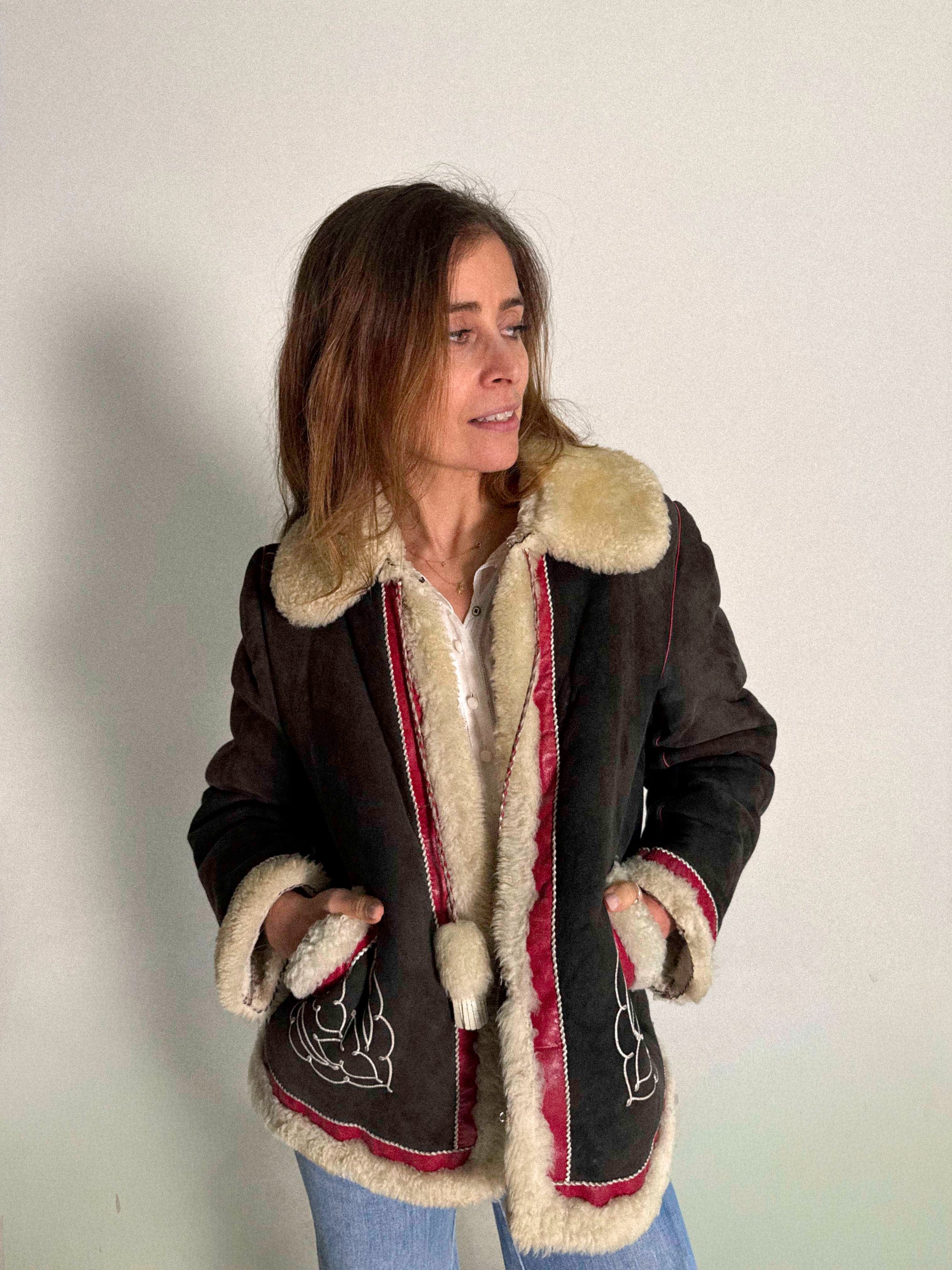 Shearling-Folklorejacke aus den 1960er-Jahren