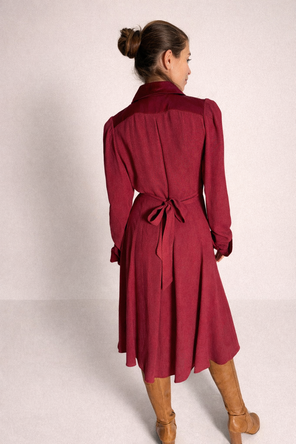 Ossie Clark für Radley Kleid aus Moose Crêpe mit Satinbesatz aus den 1970er Jahren