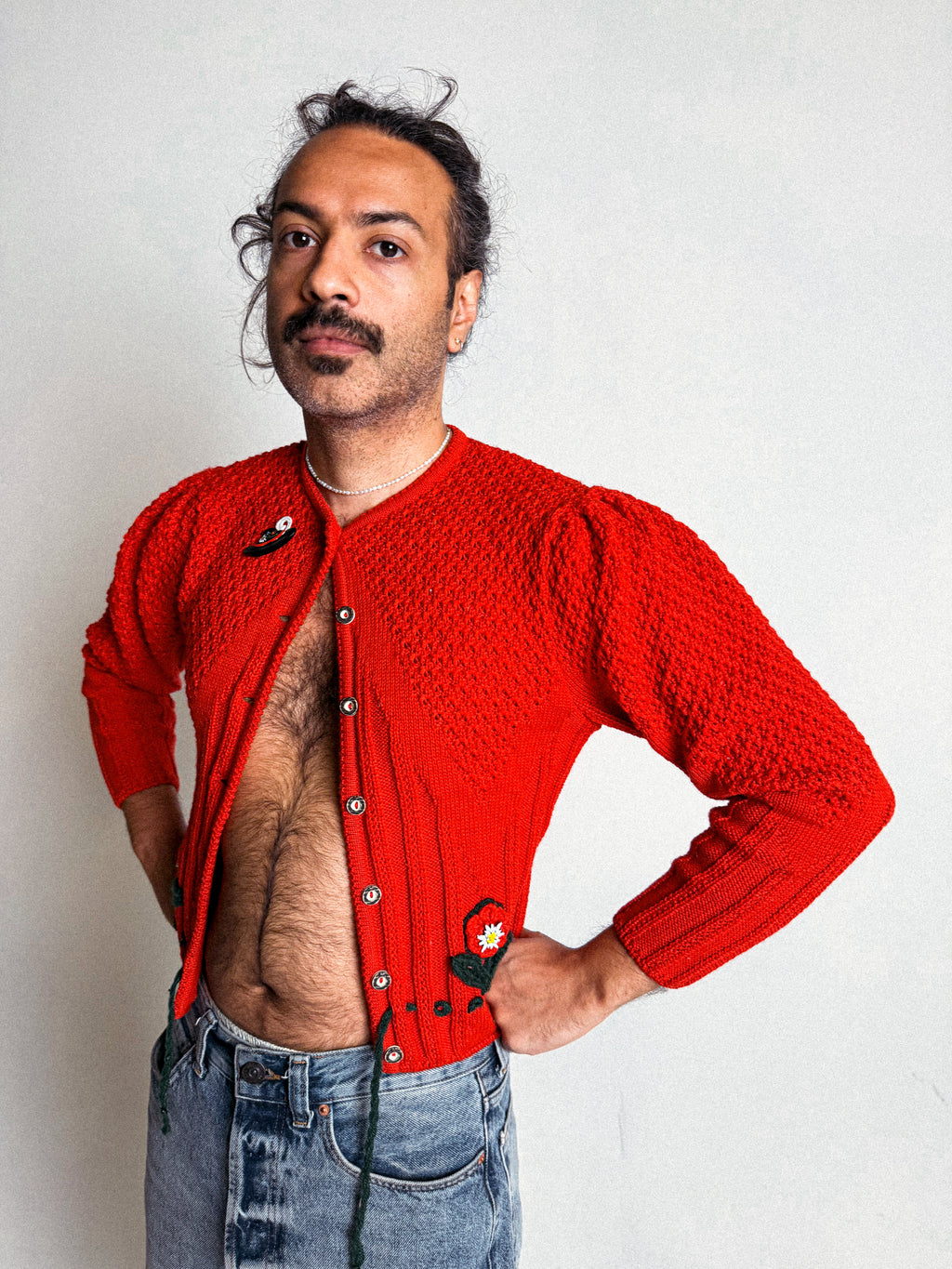 Vintage 1970s Wool Folk Cardigan