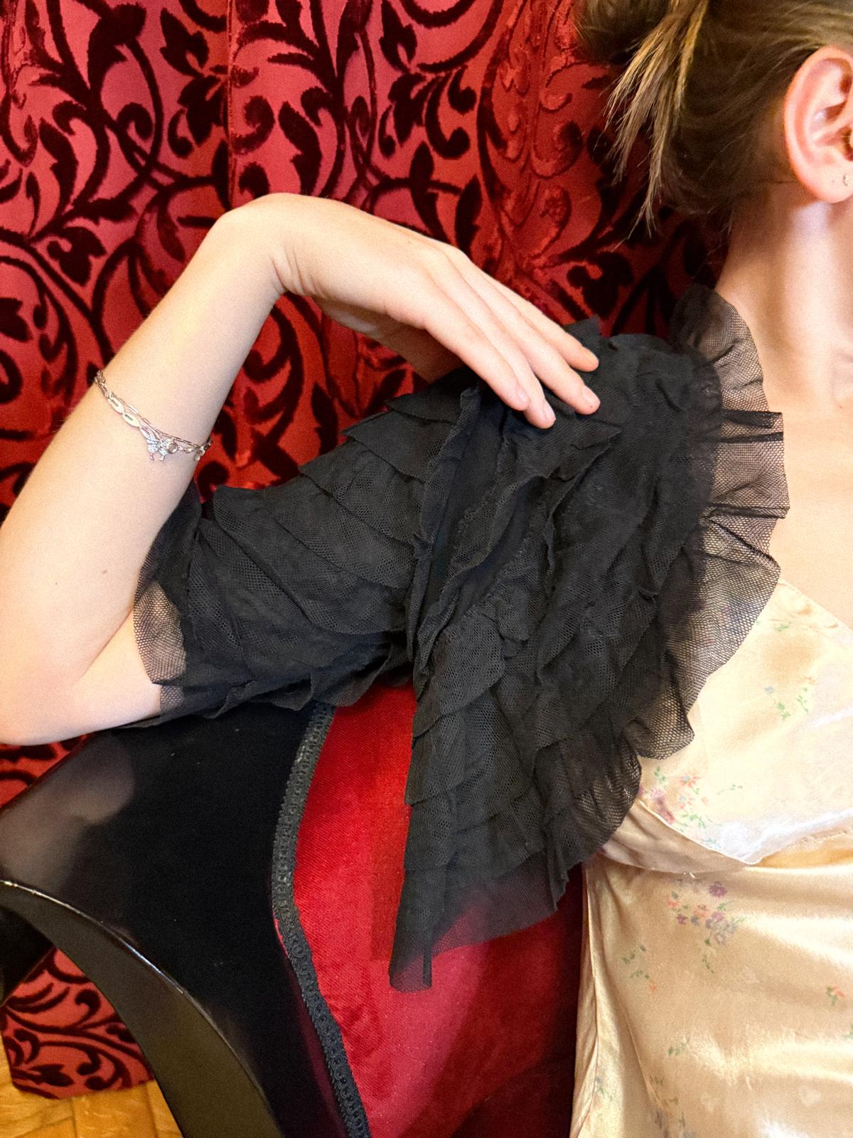 1930s Black Tulle Ruffle Bolero