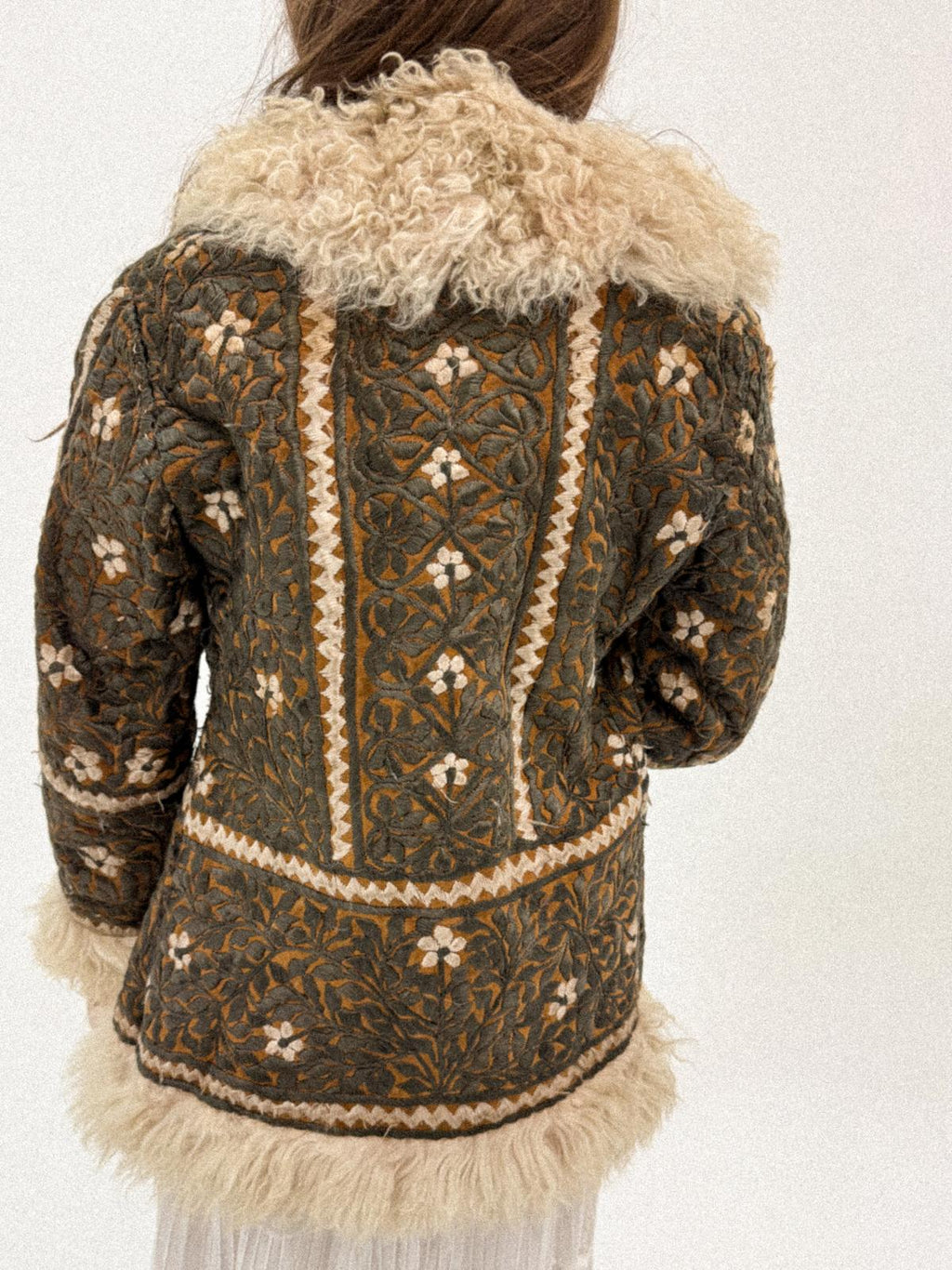 1970s Embroidered Leather &amp; Lambswool Jacket – Afghan Folkloric Crossover