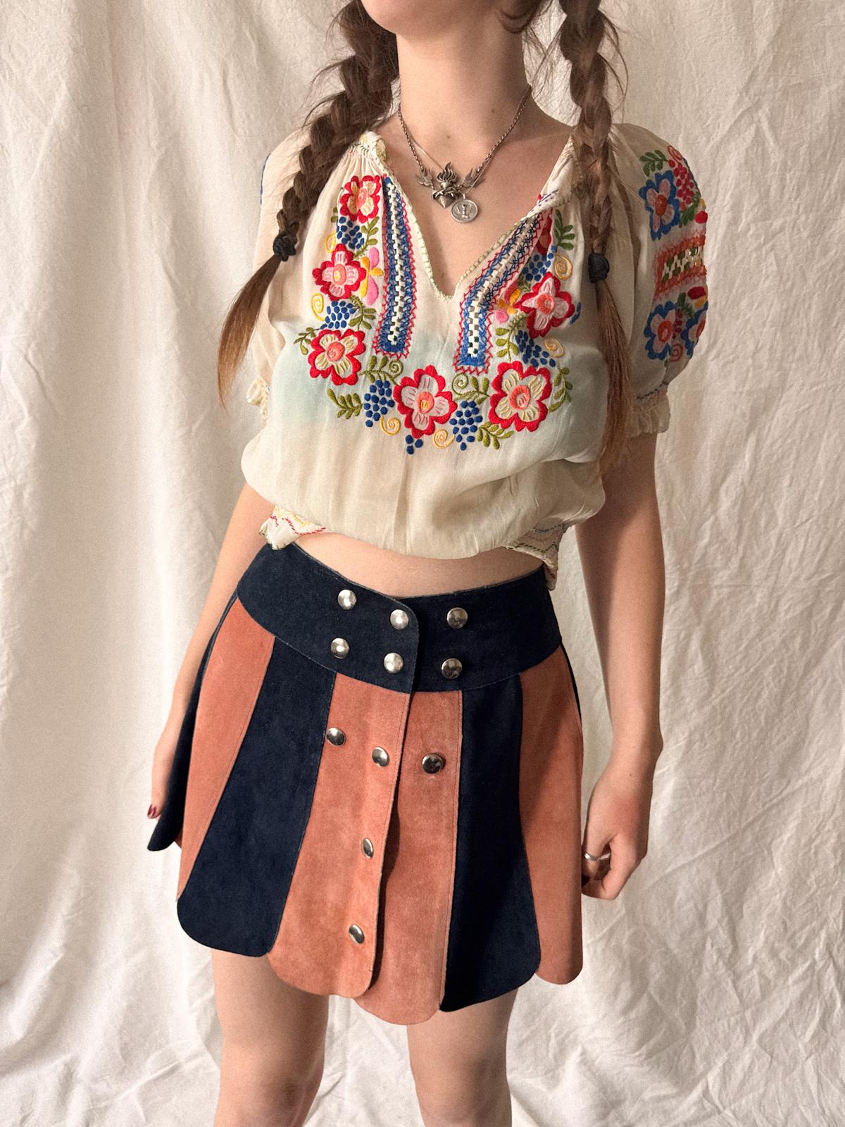 Vintage 1960s Two-Tone Suede Mini Skirt