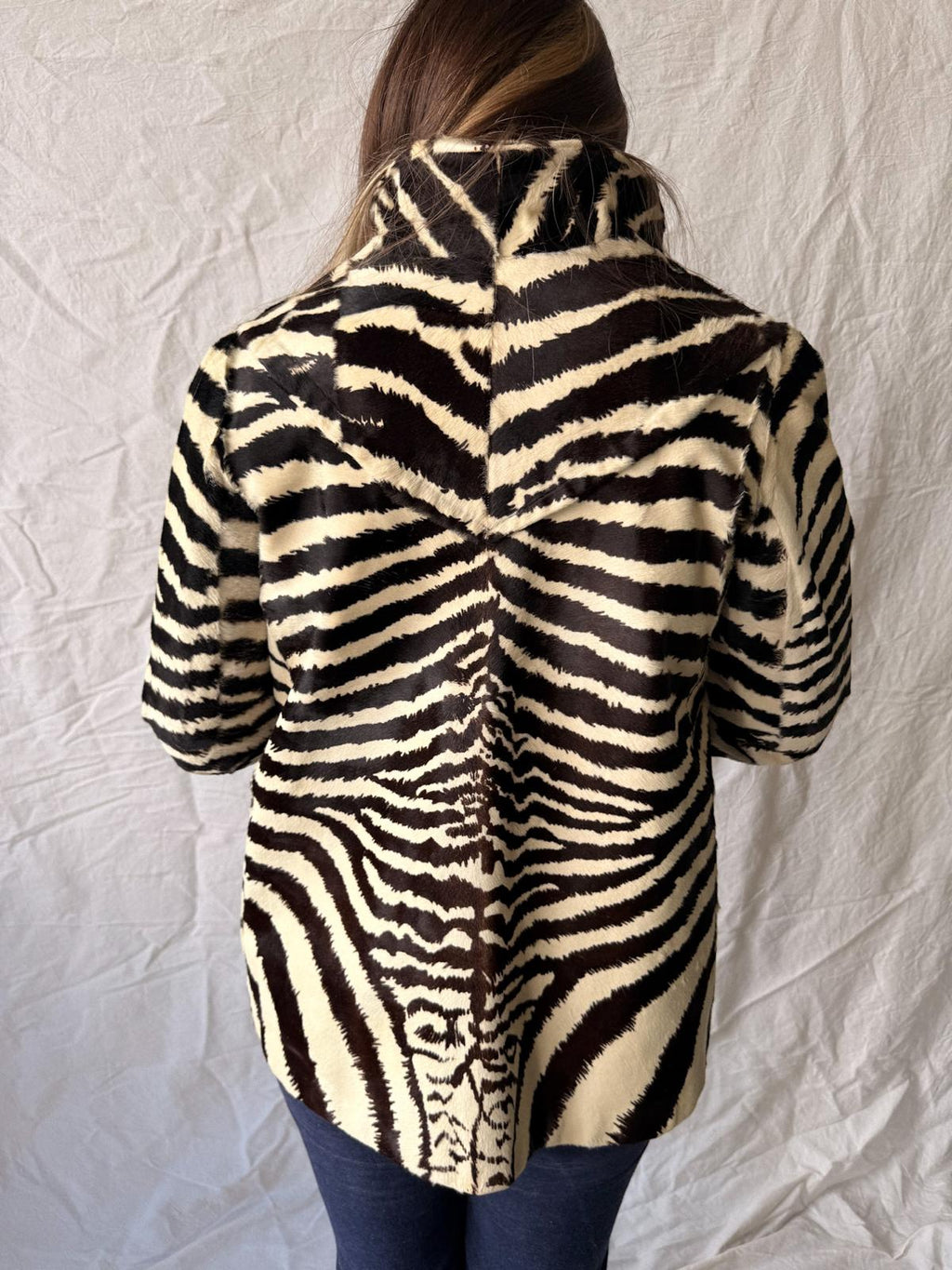 !1960s Zebra Print Pony Fur Statement Jacket