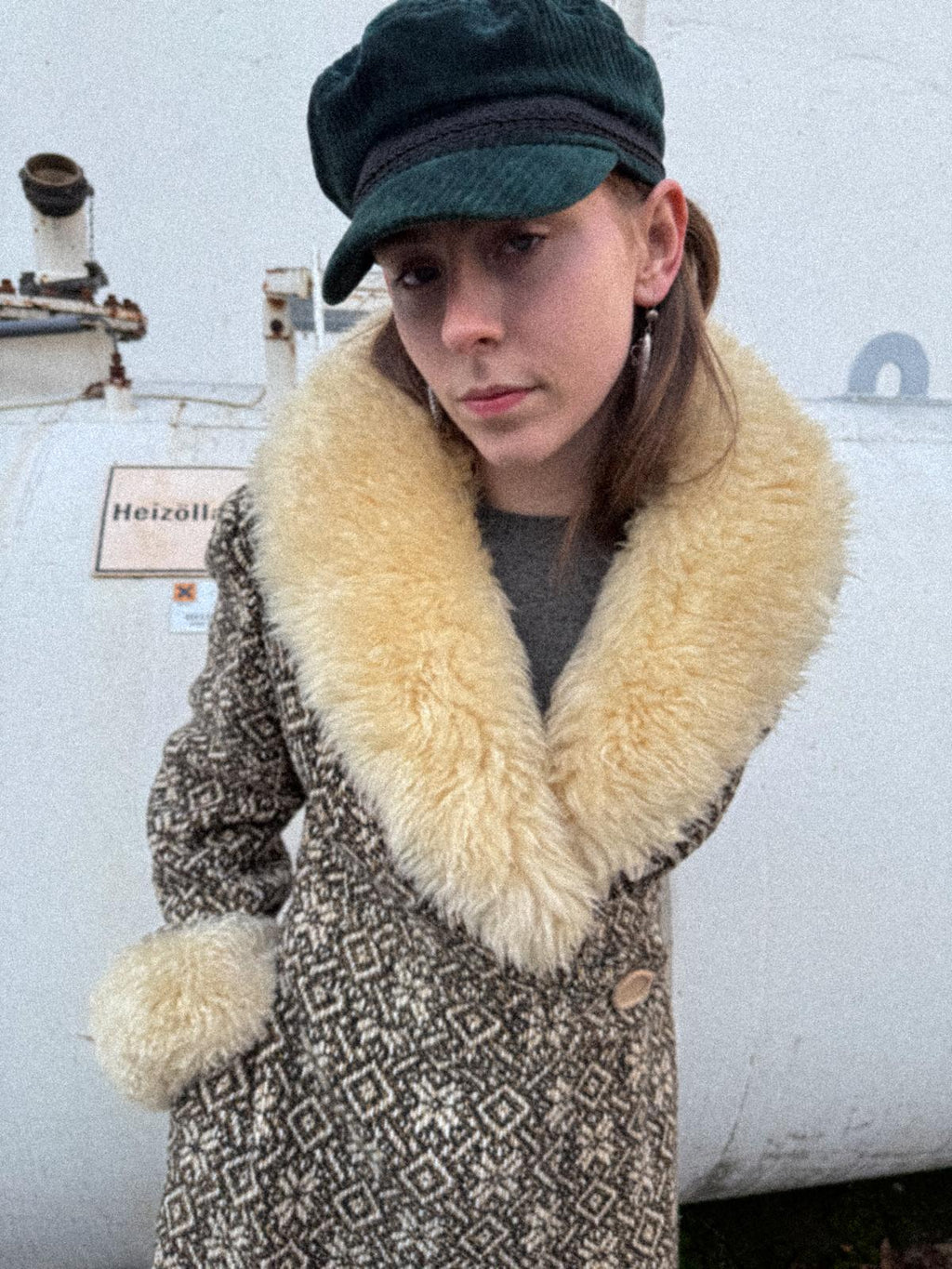 1970s Mark Russell England Wool Tapestry Penny Lane Coat with Shearling