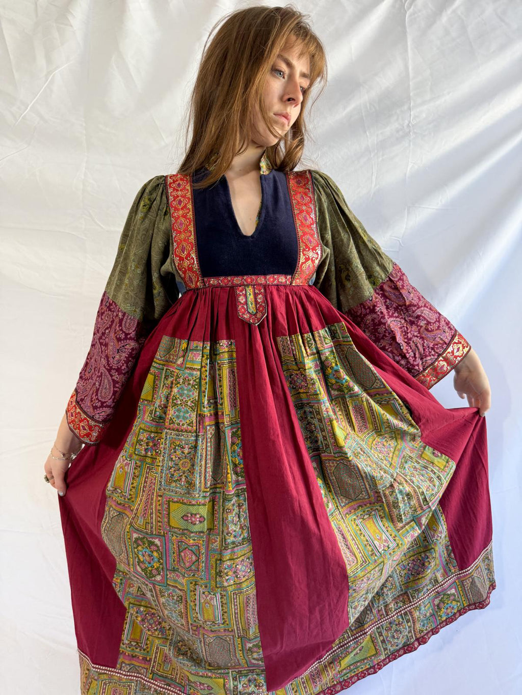 1970s Afghan Style Patchwork Dress
