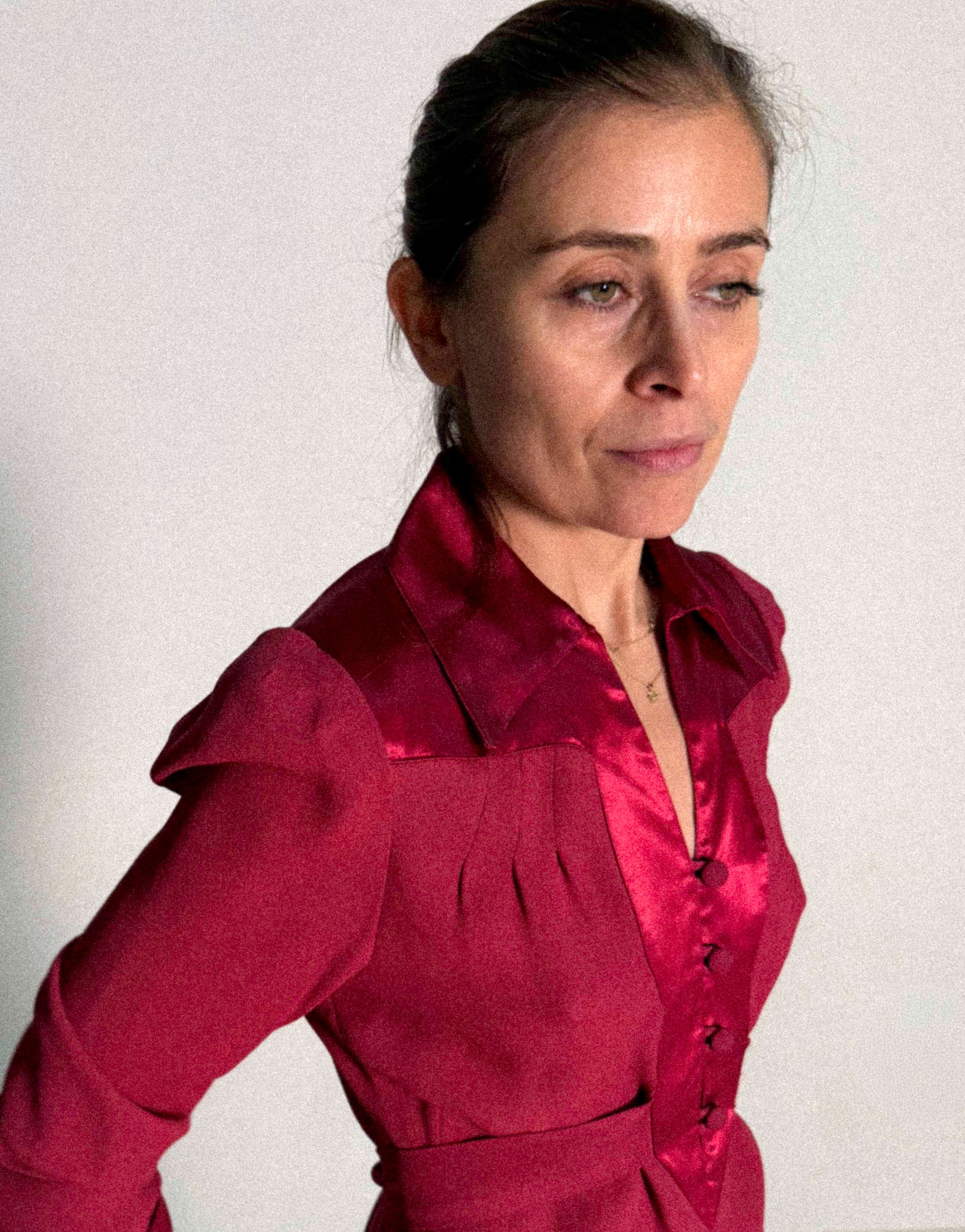 Ossie Clark für Radley Kleid aus Moose Crêpe mit Satinbesatz aus den 1970er Jahren