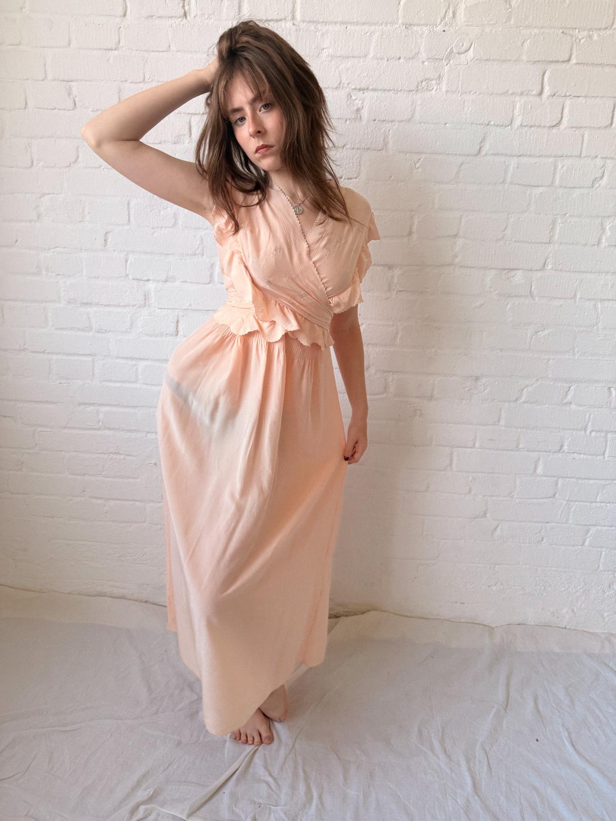1930s Silk Tie-Up Nightgown