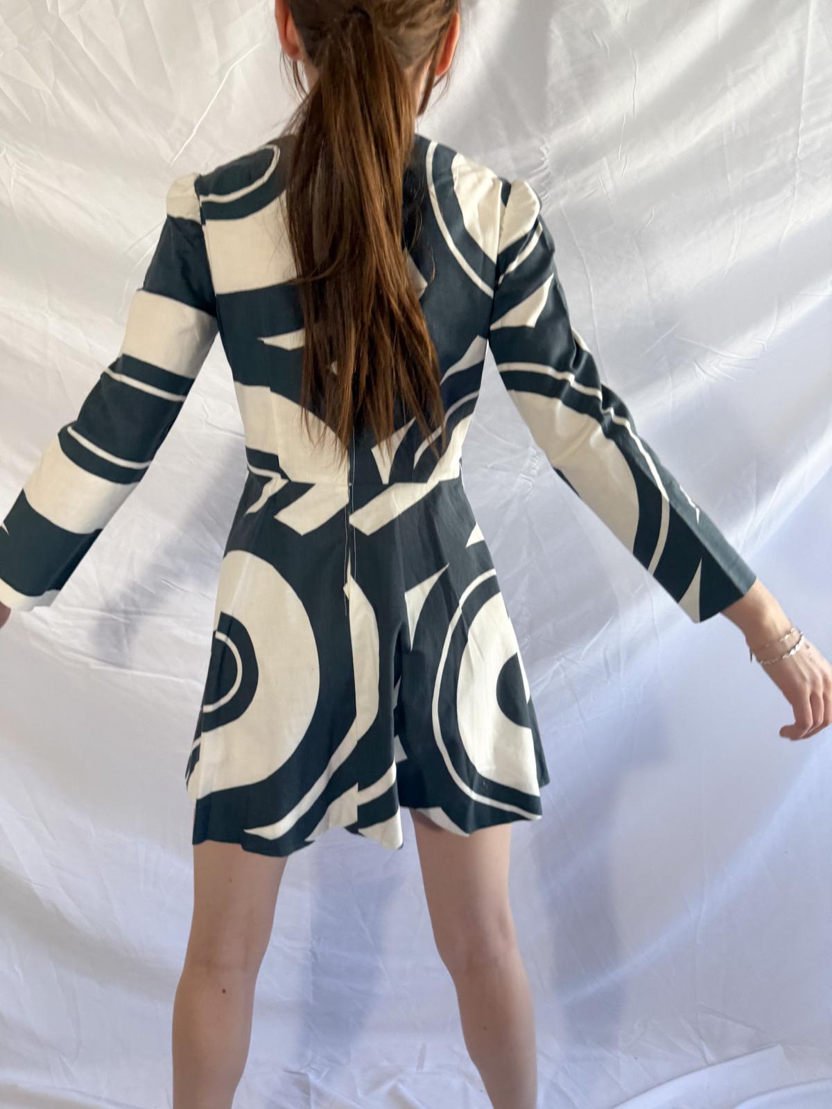 1970s Finnish Printed Cotton Fit and Flare Minidress
