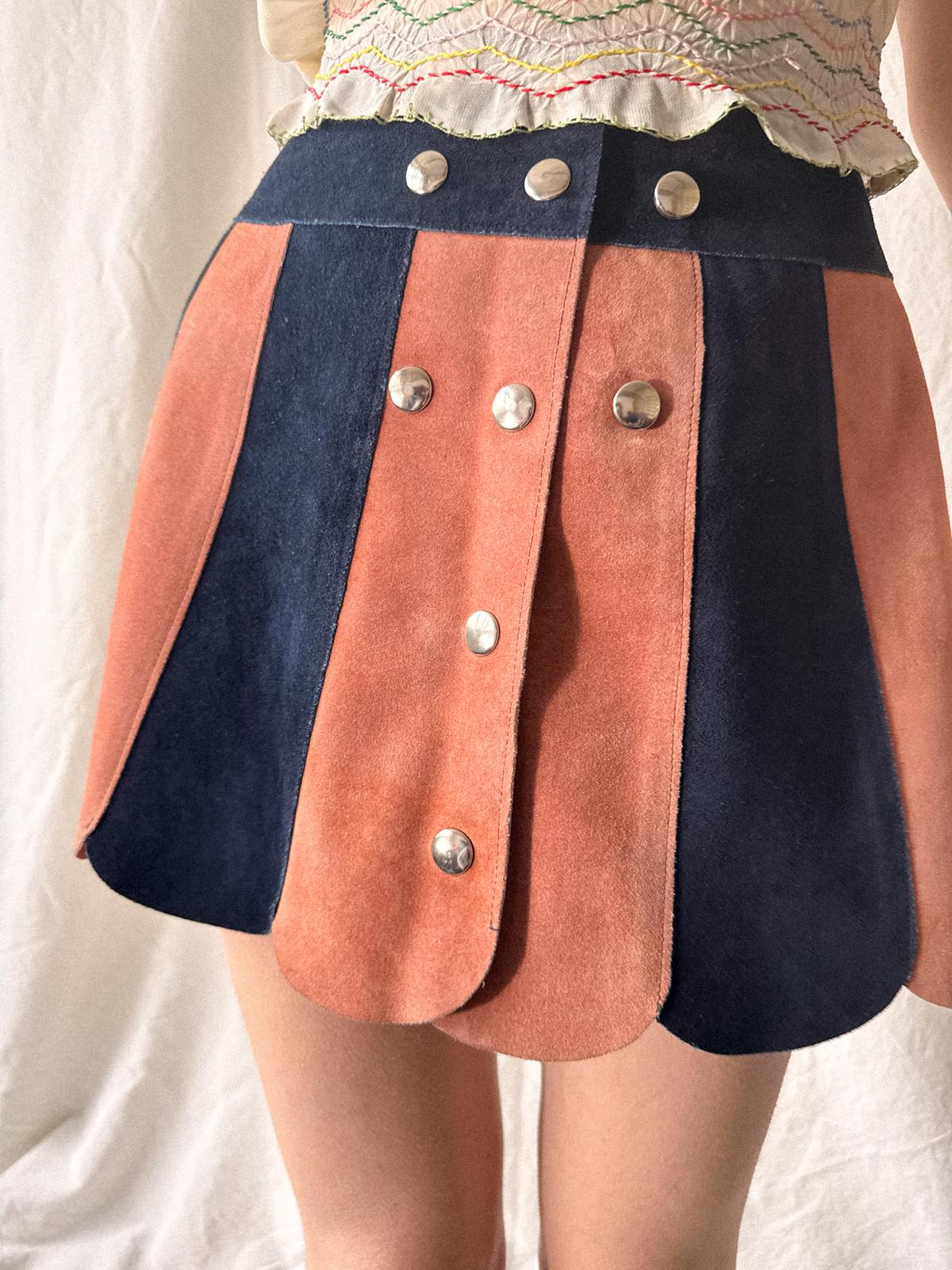 Vintage 1960s Two-Tone Suede Mini Skirt