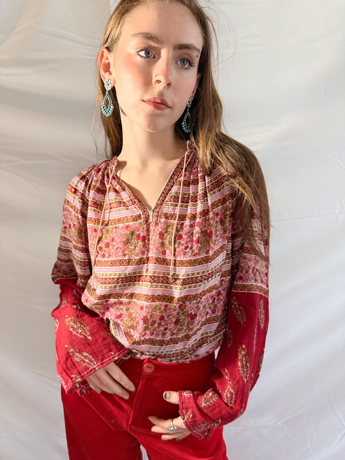 1970s Indian Cotton Gauze Blouse