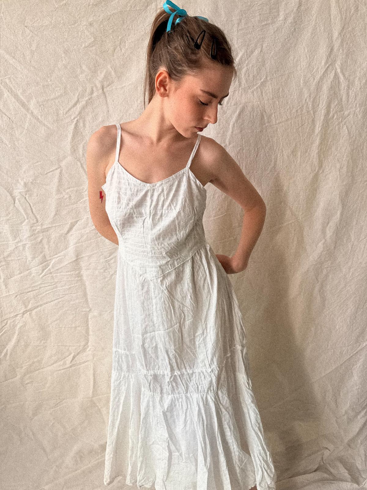 Edwardian / Early 1910s French Cotton Petticoat Dress / Underslip