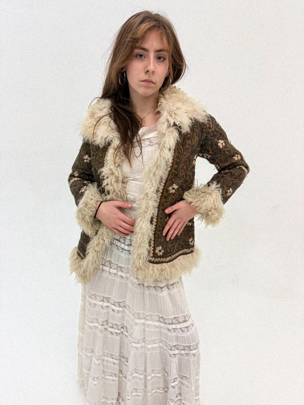 1970s Embroidered Leather &amp; Lambswool Jacket – Afghan Folkloric Crossover