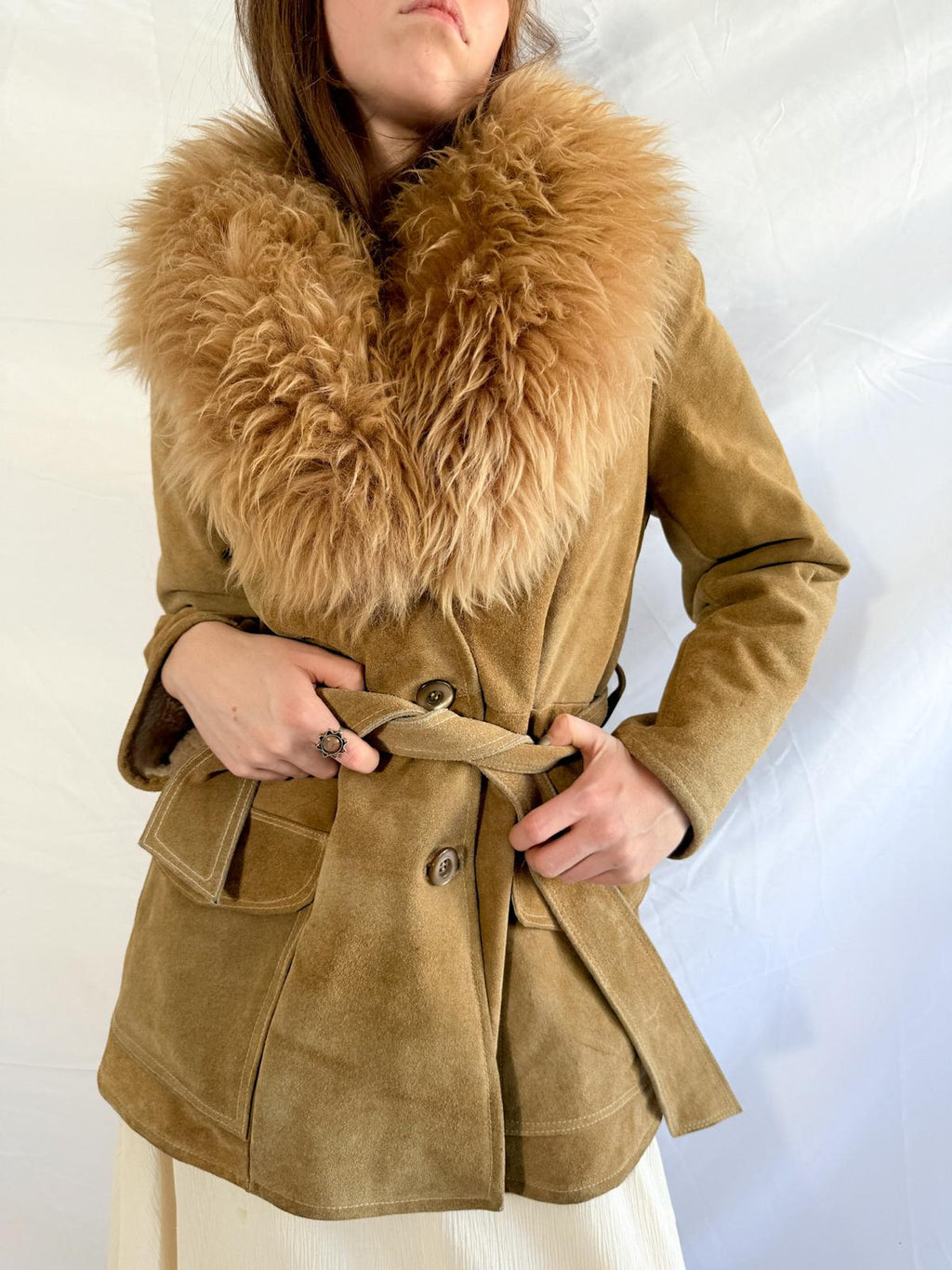 Penny Lane Jacke aus den 70ern mit Kunstfellkragen