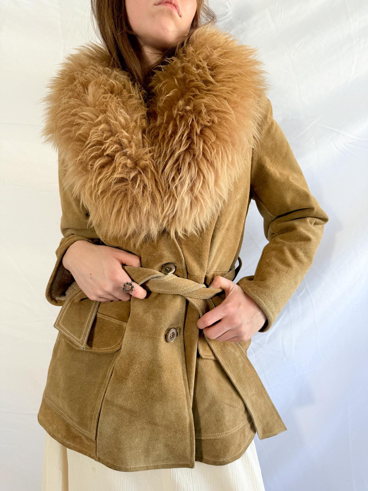Penny Lane Jacke aus den 70ern mit Kunstfellkragen