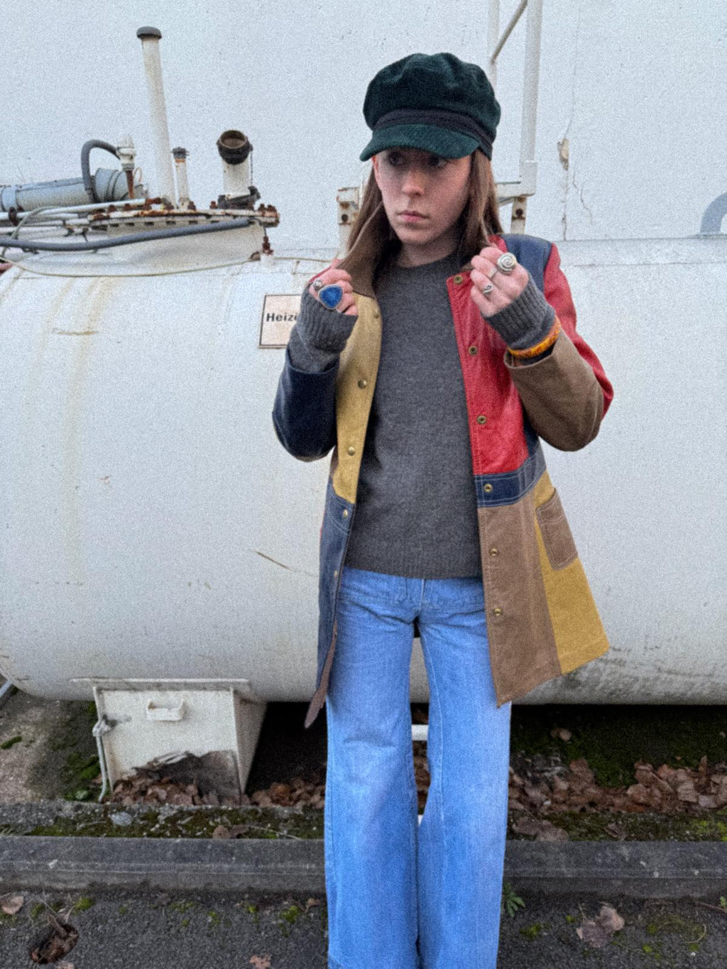 1960s / 70s Multicoloured Colourblock Leather Coat