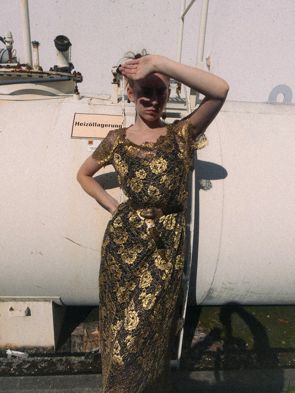 1930s Gold Lamé Lace Overdress