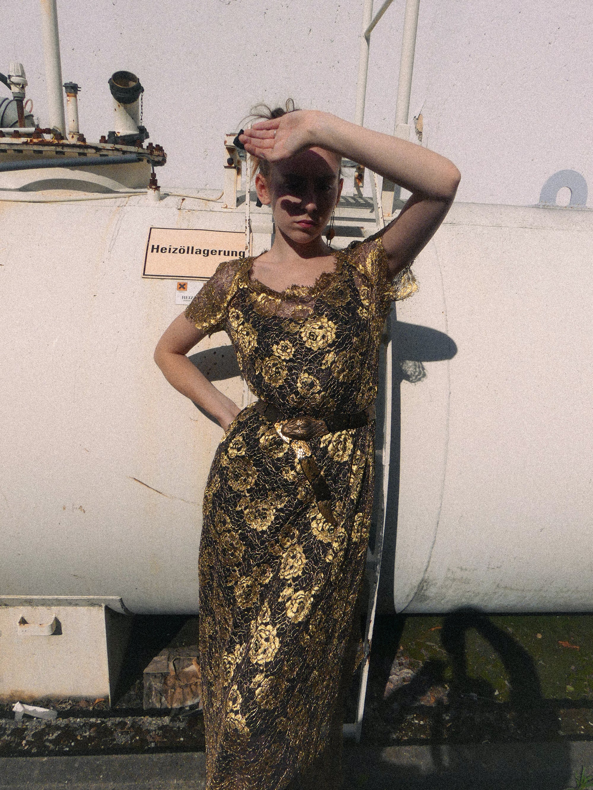 1930s Gold Lamé Lace Overdress