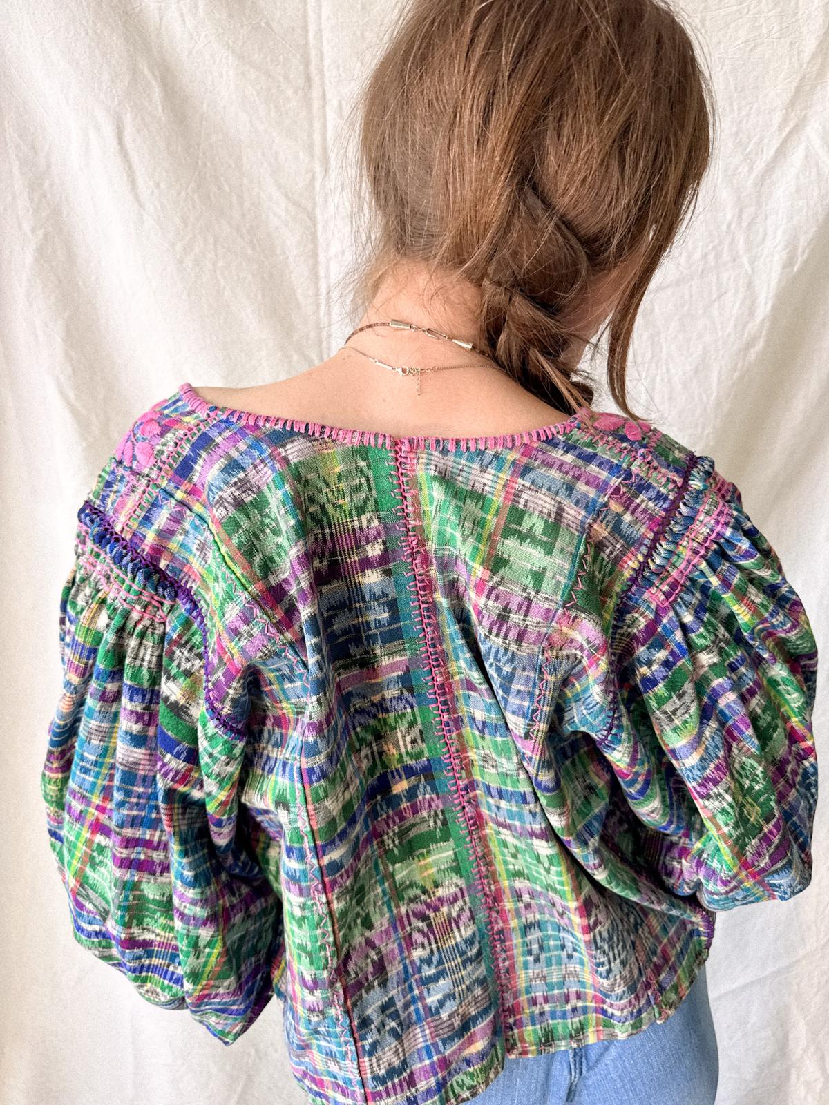 1970s Guatemalan Handwoven Huipil Jacket Blouse