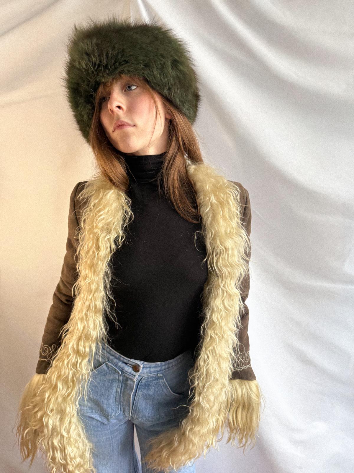 1970s Afghan Shearling Jacket with Long Yak Trim – Dark Chocolate Brown